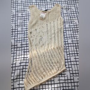 ZARA Size Small Ivory Knit Sleeveless Top Tunic New With Tags